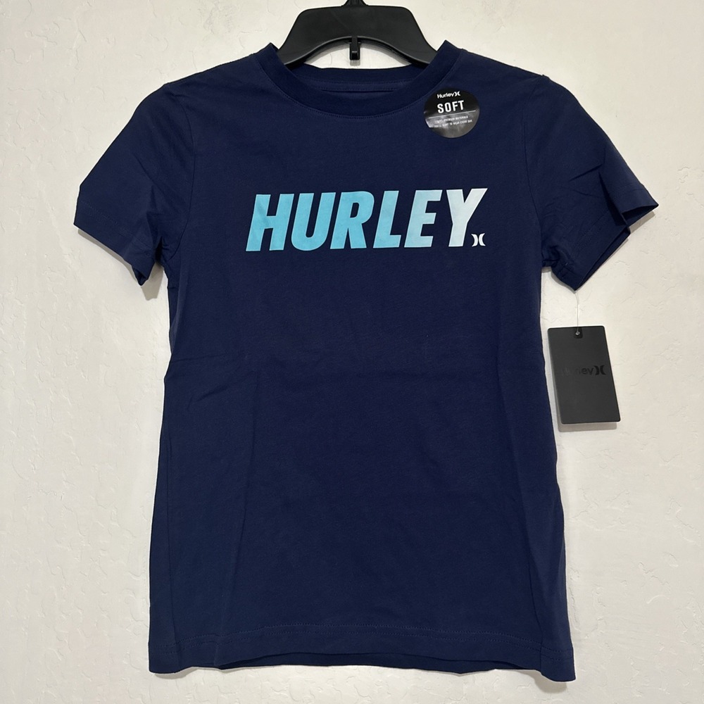 Hurley Boys Spell Out Midnight Navy T-Shirt Size Small NWT‎
